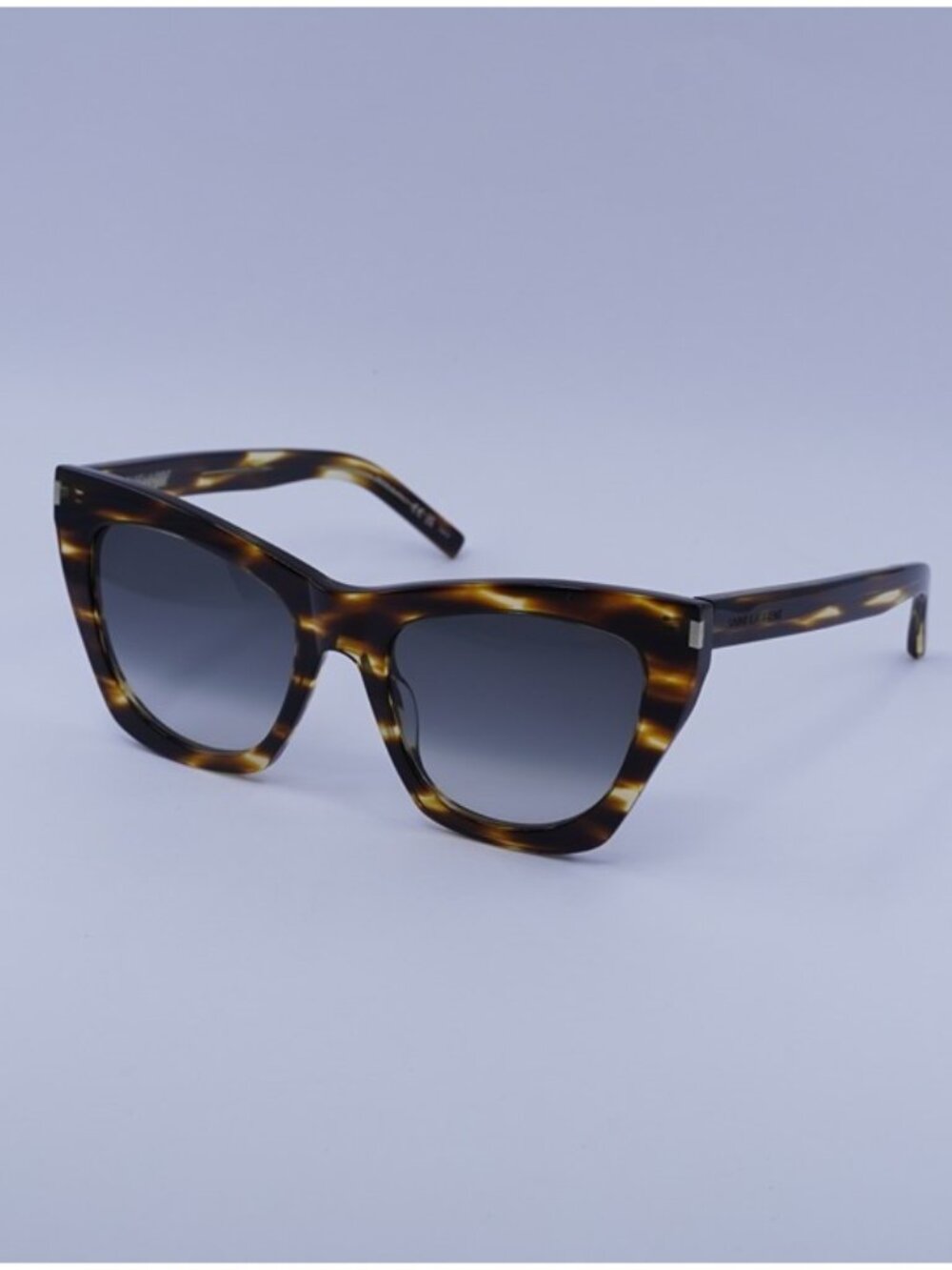 Saint Laurent SL214 KATE 024 Sunglasses Havana Cat Eye Frame, Grey Lenses